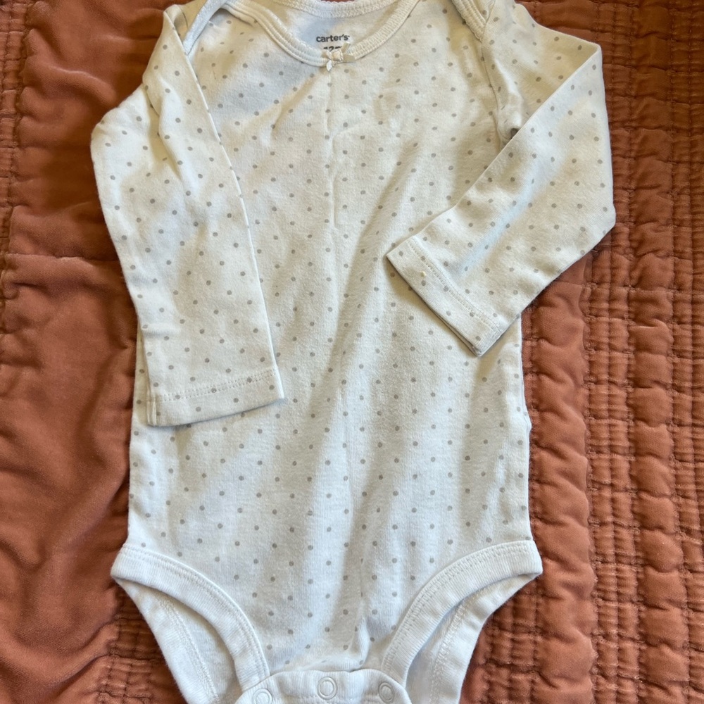 Carter's White Long-Sleeve Bodysuit with Polka Dots